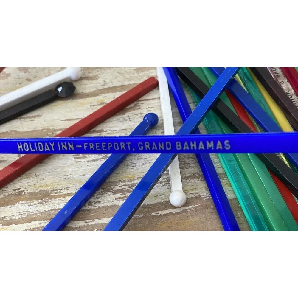 Vintage plastic cocktail bar restaurant hotel swizzle stick stirrers 1950s 1960s